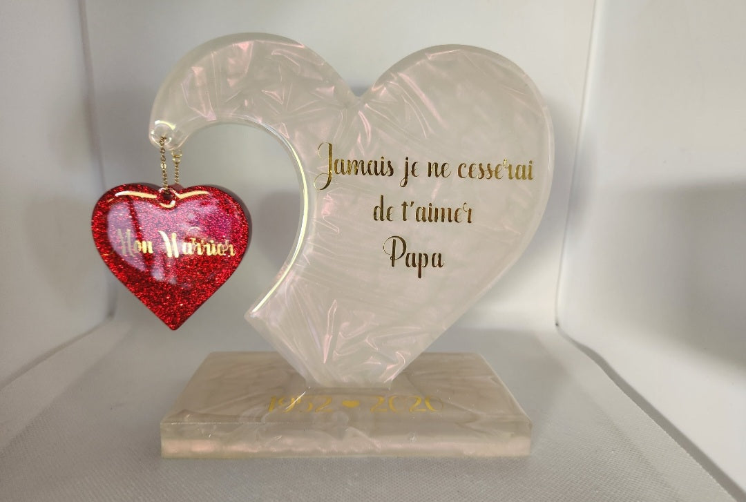 Hanging heart epoxy resin - Birthday gifts - wedding souvenir - Mother's Day